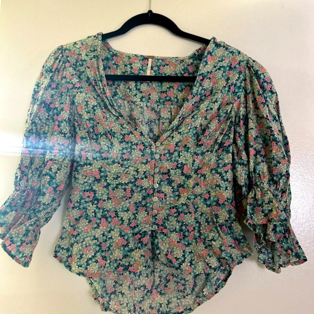 Free People Flower Blouse